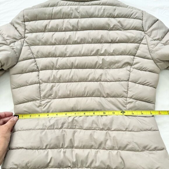 Zara Puffer Jacket women Size Small Removable Hood Beige Light Weight - Picture 11 of 16